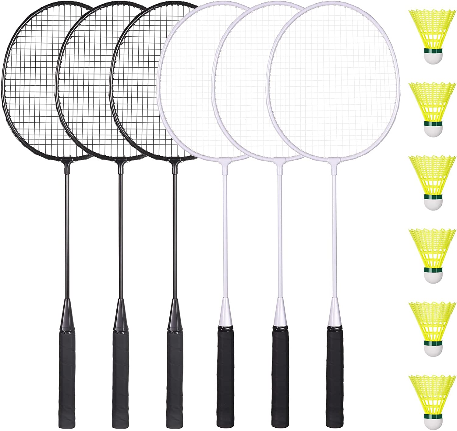 Badminton Rackets Set of 6 for Outdoor Backyard Games, Including 6 Rackets, 6 Ny