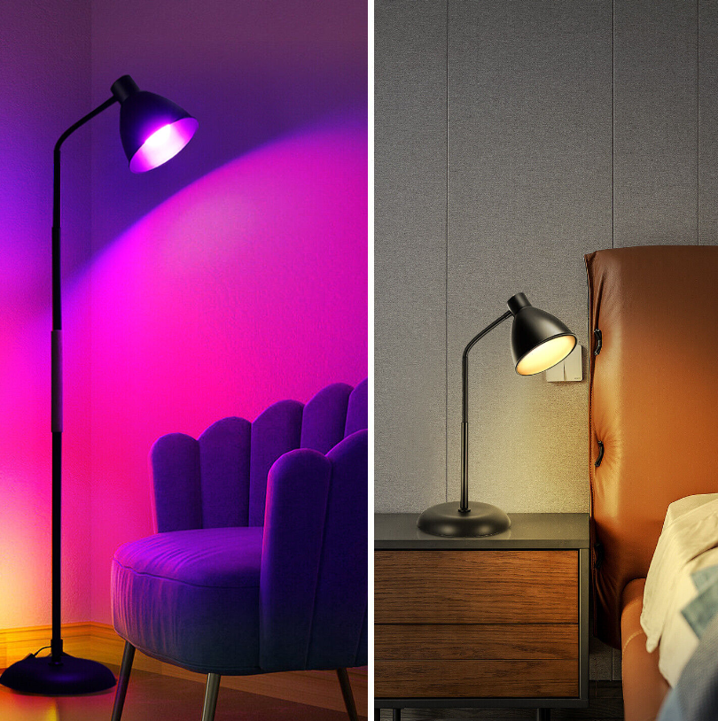 Modern Tall Curved Standard Floor Lamp Light Standing Light With Dimmable Bulb